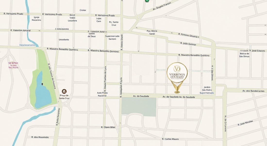 Mapa da localização de Verbênia Dourado em São Pedro